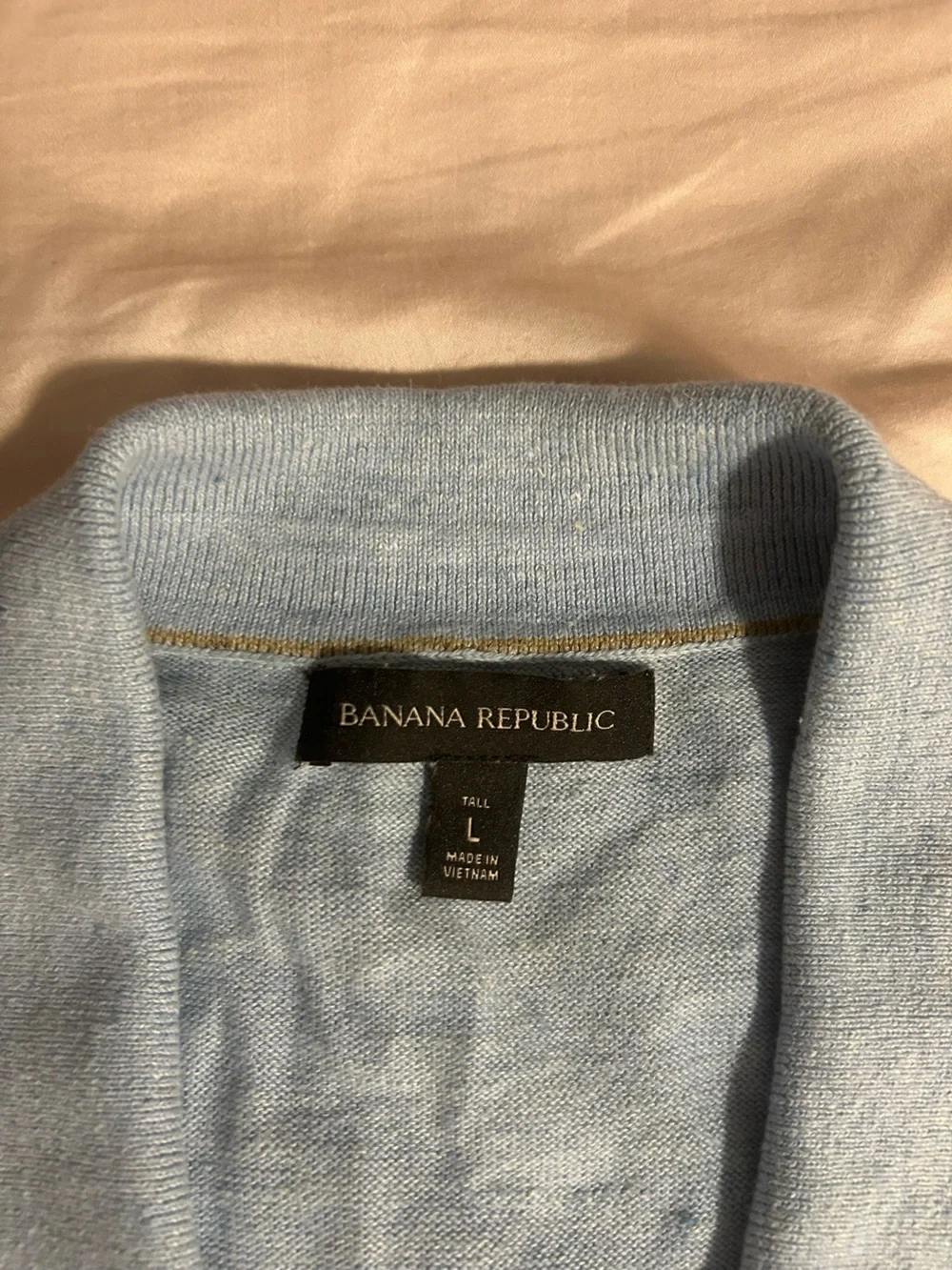 Banana Republic Light Blue Striped Linen Cotton Blend Button Down Shirt Size LT